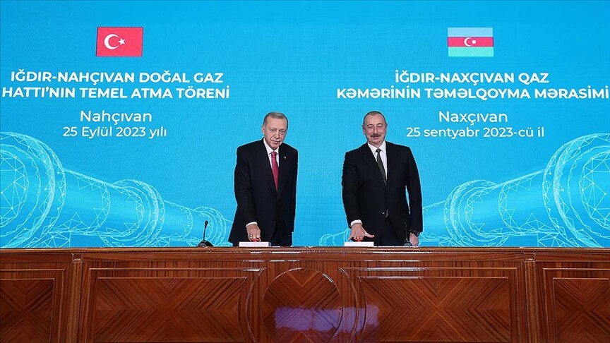 Erdoğan ile Aliyev, Iğdır-Nahçıvan Doğal Gaz Boru Hattı'nın temelini attı