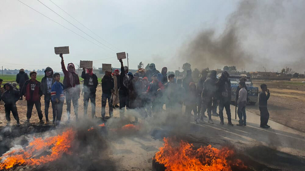 Deyrizor'da terör örgütü PKK/YPG'ye yönelik protestolar sürüyor